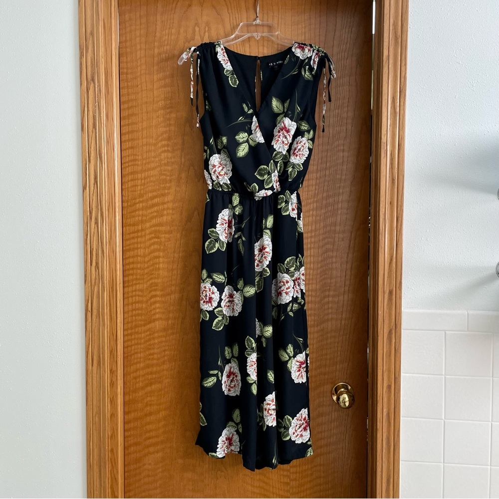 As U Wish Black Floral Jumpsuit